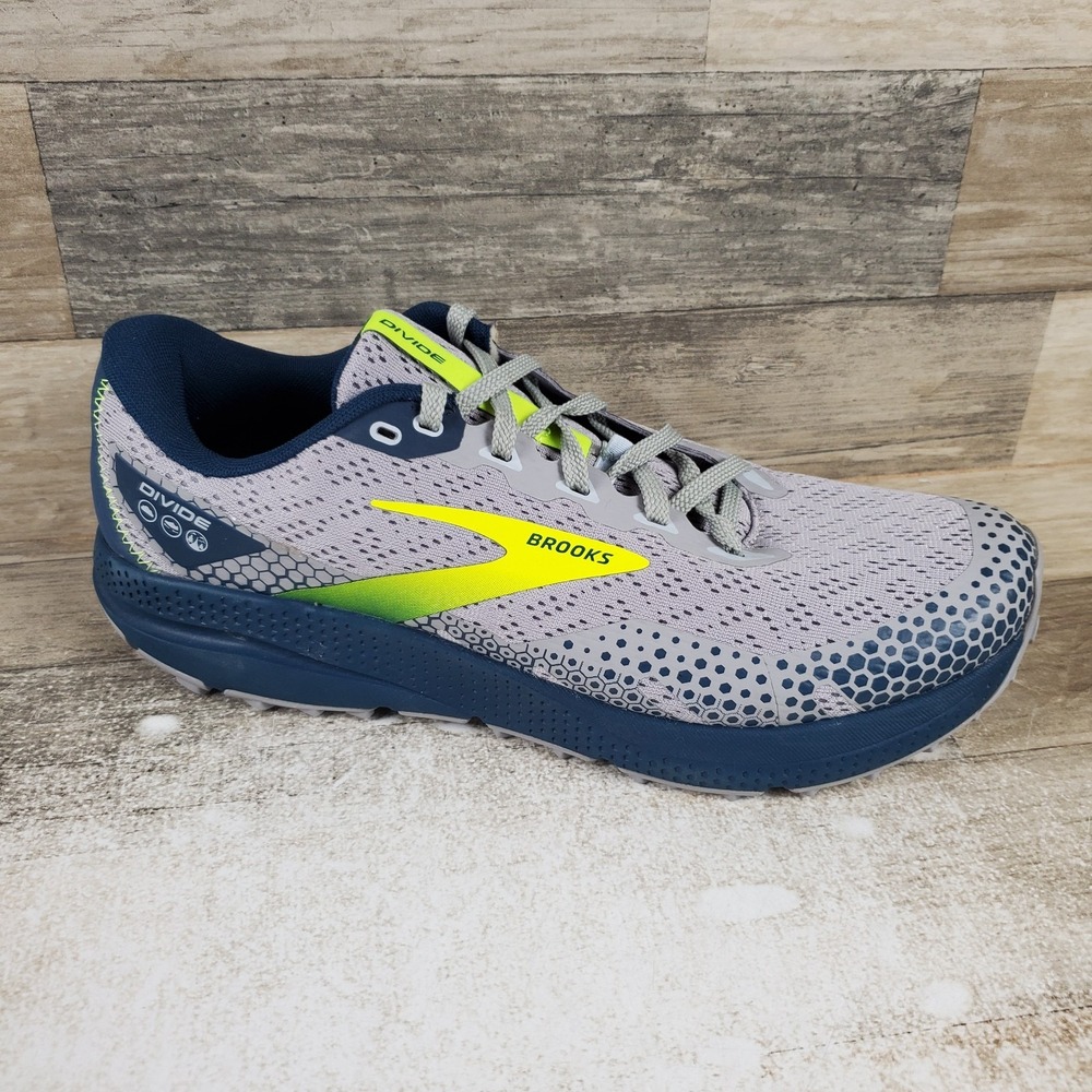 Brooks Divide 3 Mens Shoes 11 Trail Running Gray Titan Nightlife Mesh Sneakers